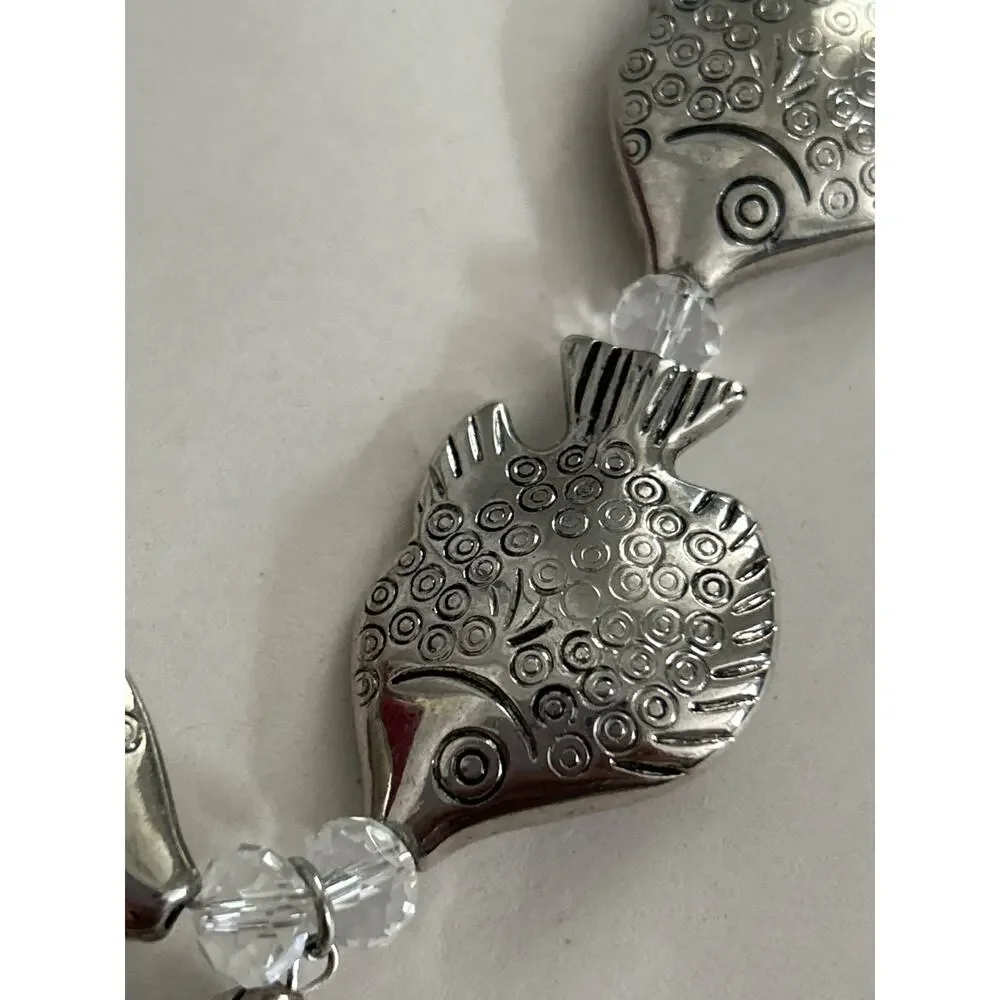 Metal Silver Toned Fish Necklace